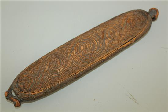 A Maori feather box, 14.5ins long